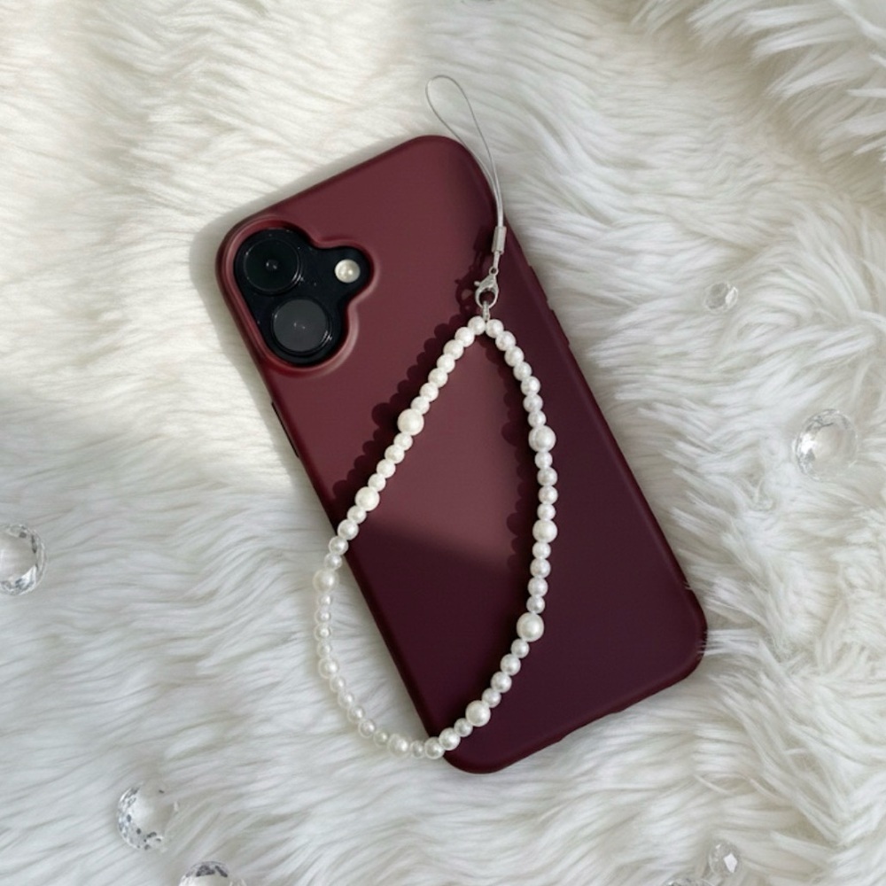 Elegant Pearl & Natural Stone Beaded Phone Charm Elastic Wristlet Functional